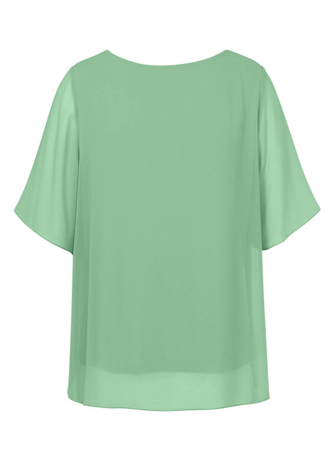 2-in-1 Chiffon Halbarmbluse mit eingenähtem Top / 