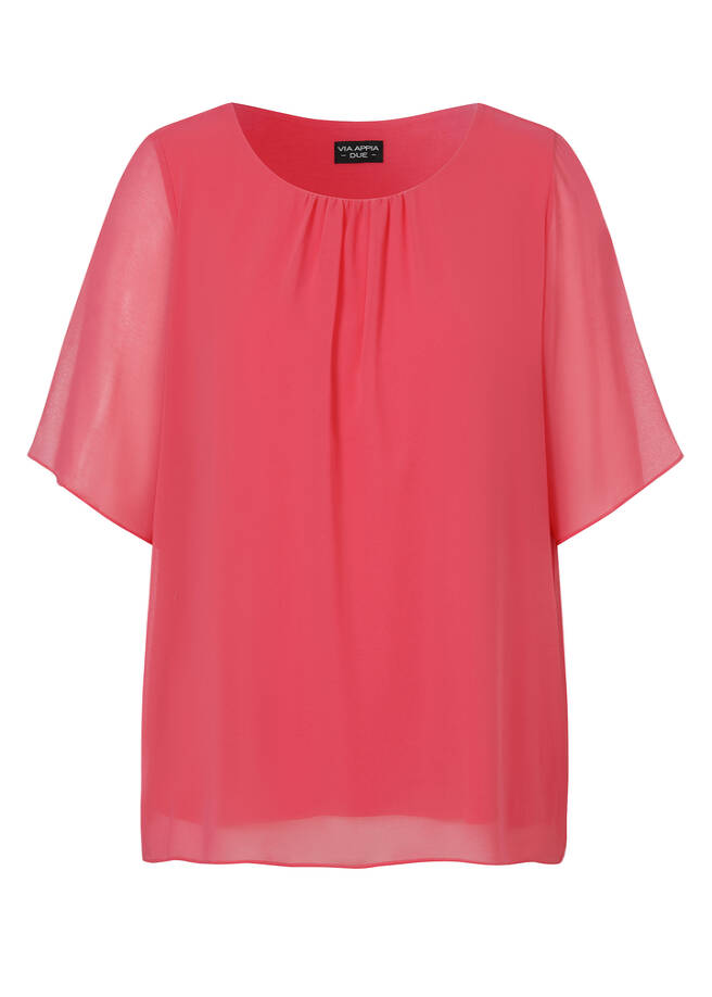 2-in-1 Chiffon Halbarmbluse mit eingenähtem Top / 