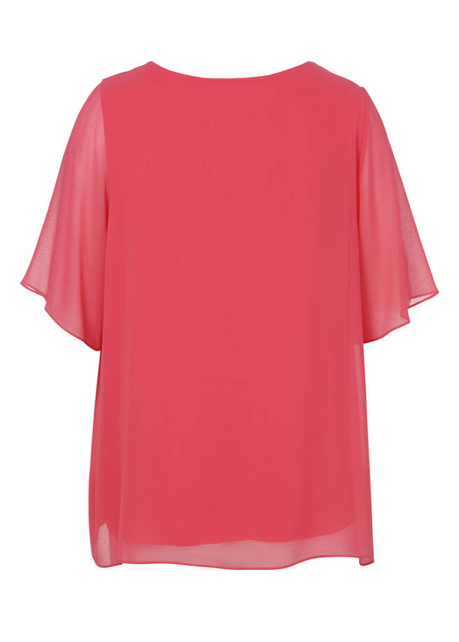 2-in-1 Chiffon Halbarmbluse mit eingenähtem Top / 
