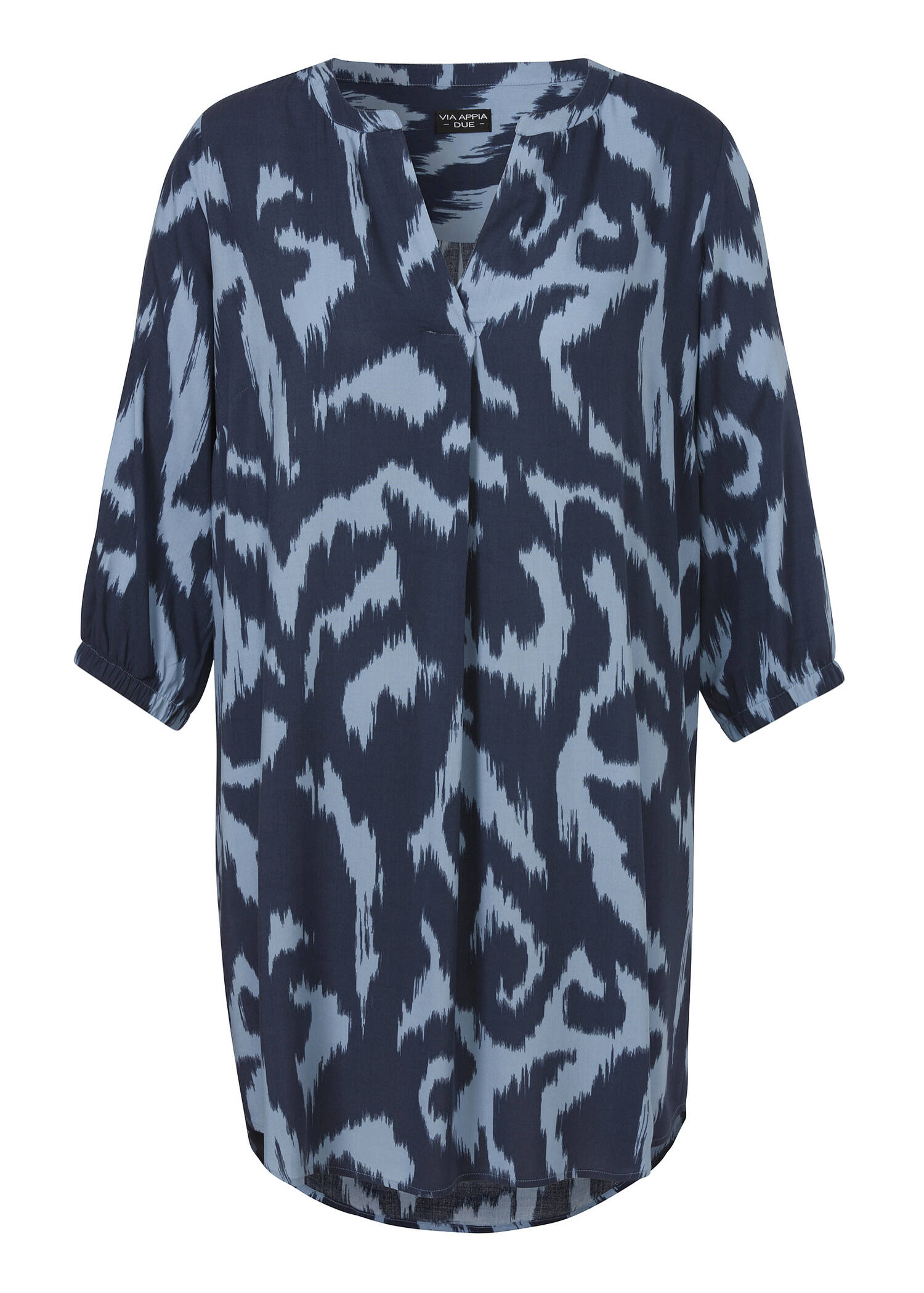 Lange 3/4-Arm Viskose-Tunika mit Allover-Print /