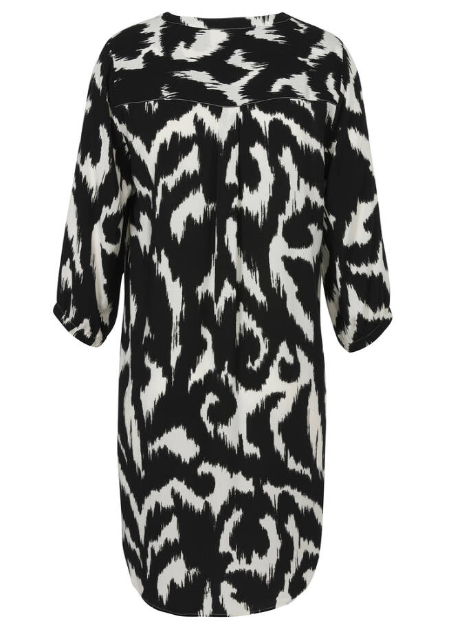 Lange 3/4-Arm Viskose-Tunika mit Allover-Print / 