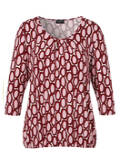 3/4-Arm Print Shirt mit Gummizug-Saum / 