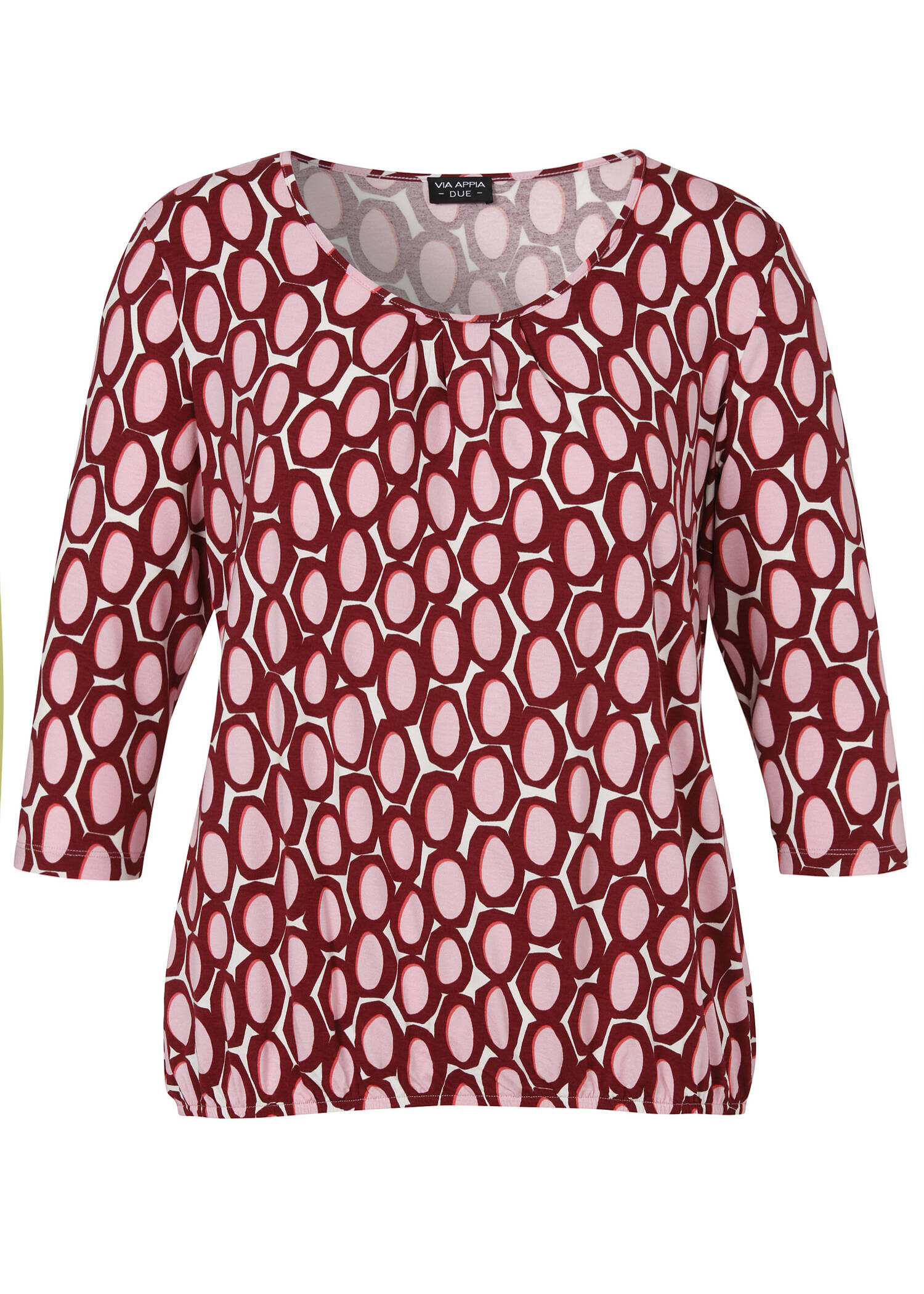 3/4-Arm Print Shirt mit Gummizug-Saum /
