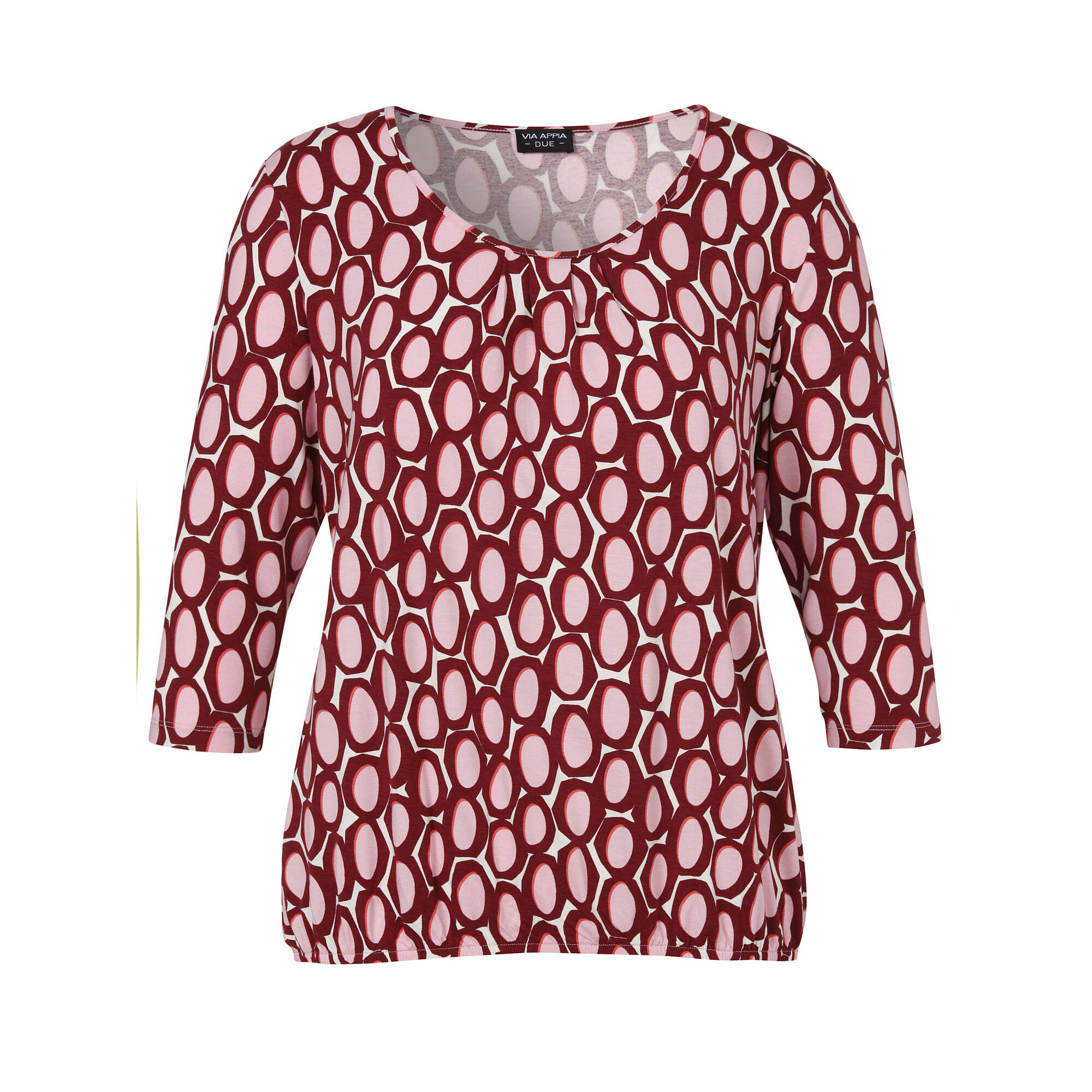 3/4-Arm Print Shirt mit Gummizug-Saum 3/4-Arm Print Shirt mit Gummizug-Saum
