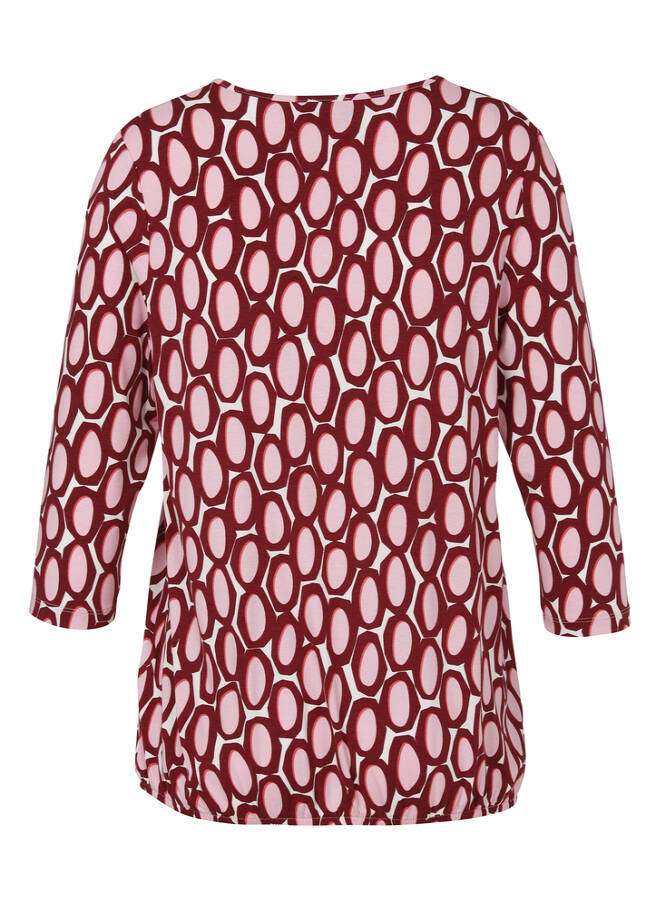 3/4-Arm Print Shirt mit Gummizug-Saum / 