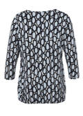 3/4-Arm Print Shirt mit Gummizug-Saum / 