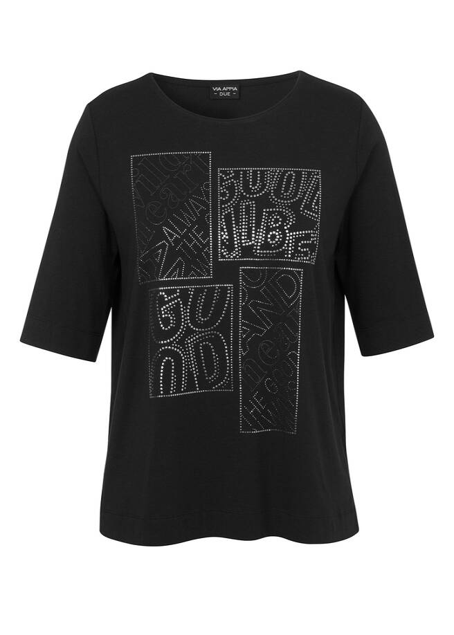 Supersoftes T-Shirt Uni mit geschmückter Front / 