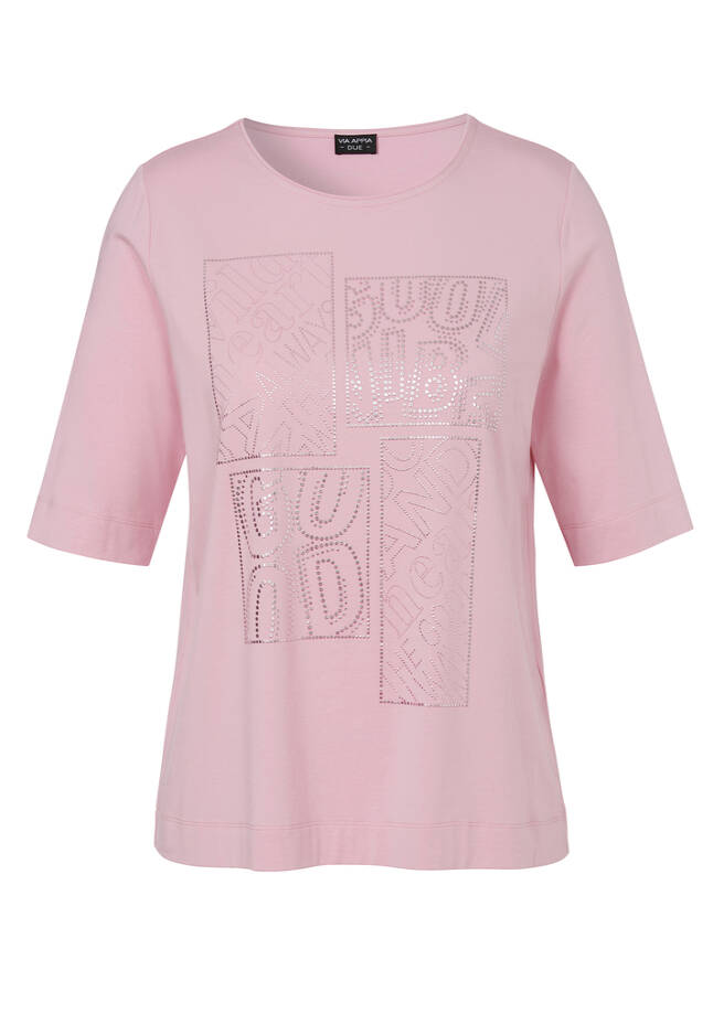 Supersoftes T-Shirt Uni mit geschmückter Front / 