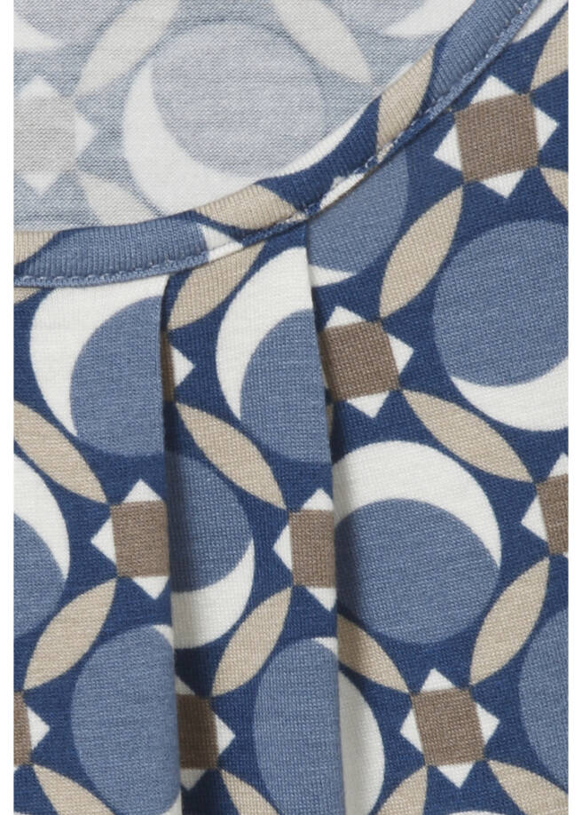 Allover-Print-Shirt mit Gummizugsaum /