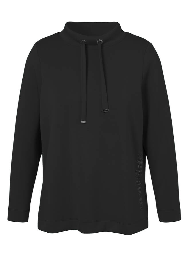 Kombistarkes Sweatshirt dezent geschmückt schwarz Frontansicht