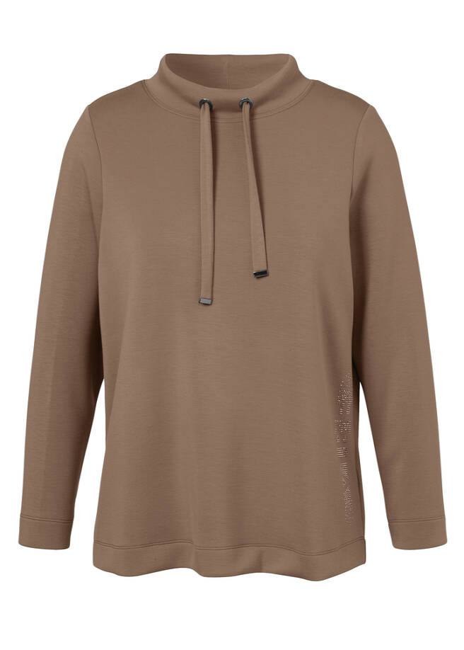 Kombistarkes Sweatshirt dezent geschmückt mokka Frontansicht