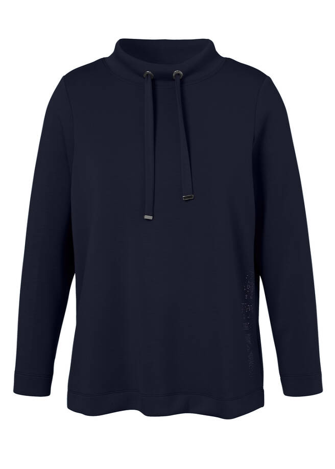 Kombistarkes Sweatshirt dezent geschmückt dunkelblau Frontansicht