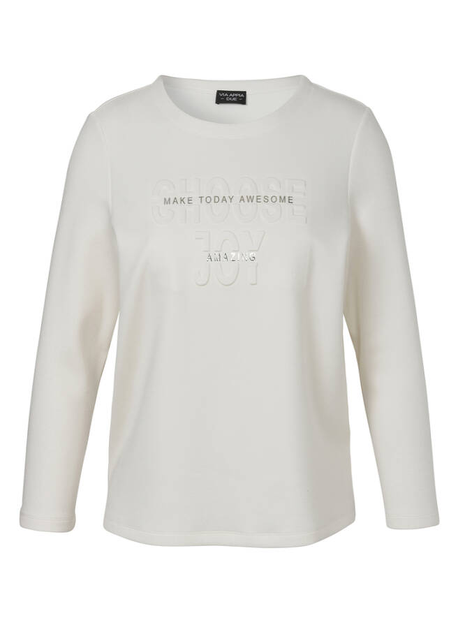 Kombistarkes Sweatshirt mit Statement-Motiv creme Frontansicht