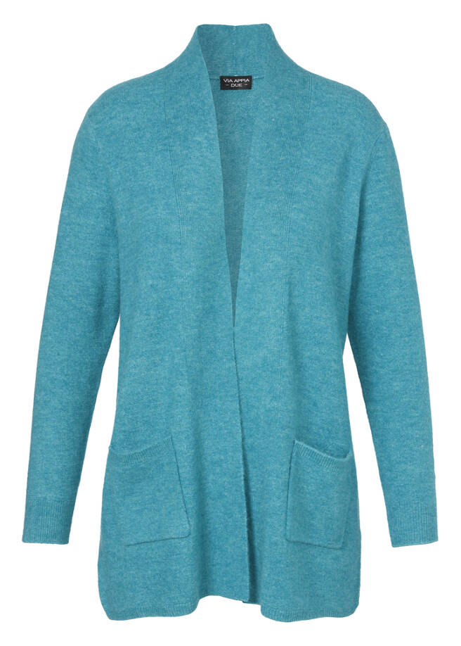 Offene Feinstrickjacke smaragd melange Frontansicht