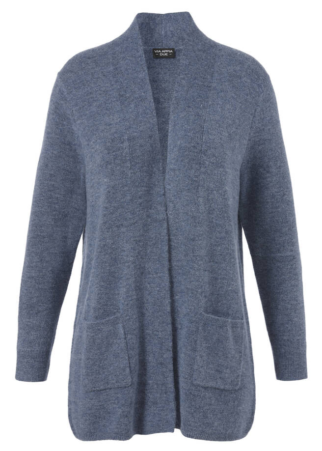 Offene Feinstrickjacke bleu melange Frontansicht