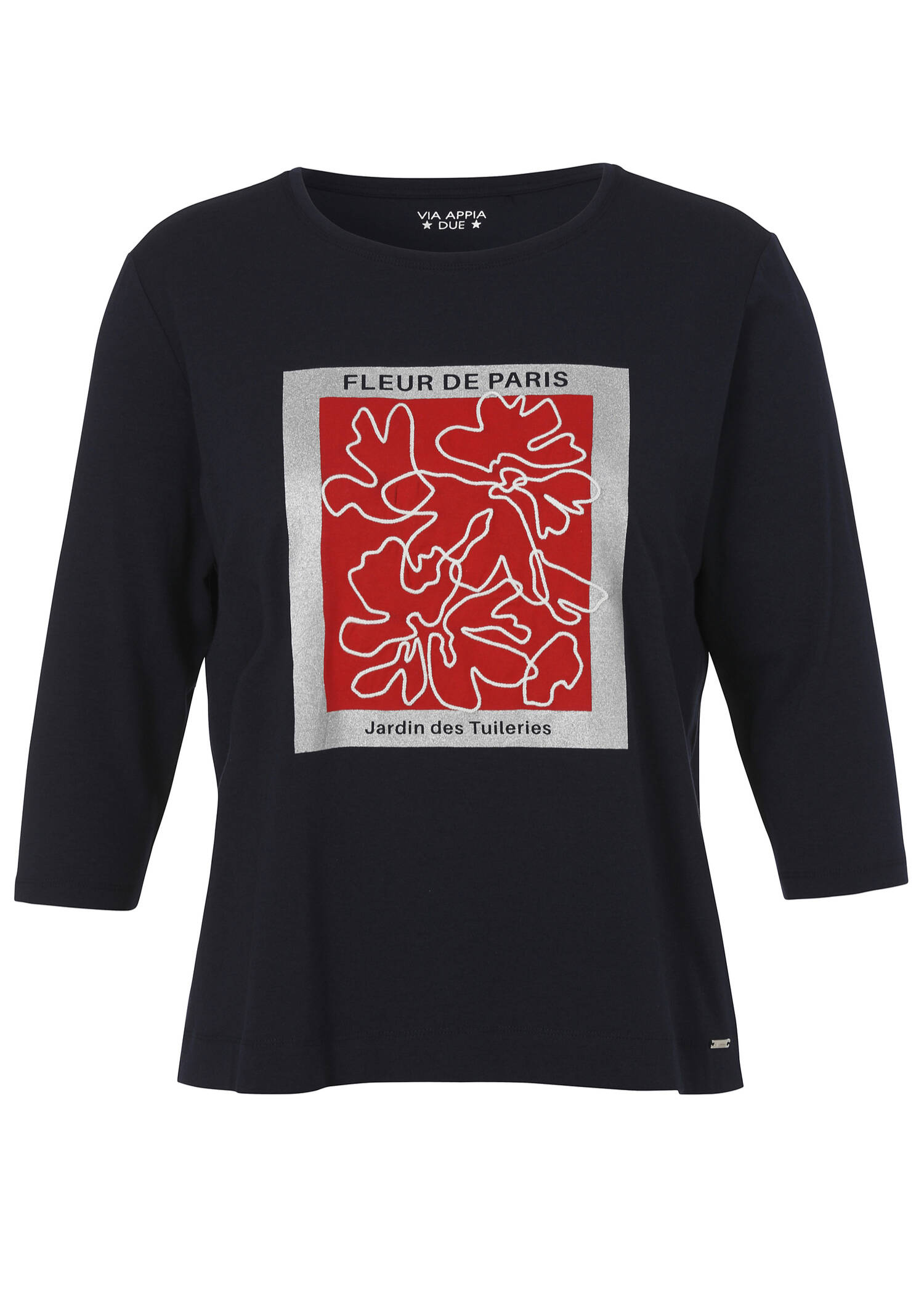 Supersoftes 3/4-Arm Shirt Marine mit Frontmotiv / 