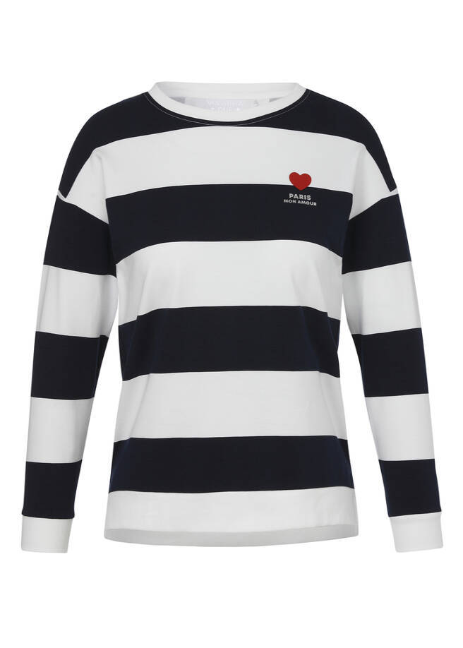 Maritimes Streifen Sweatshirt marine multicolor Frontansicht