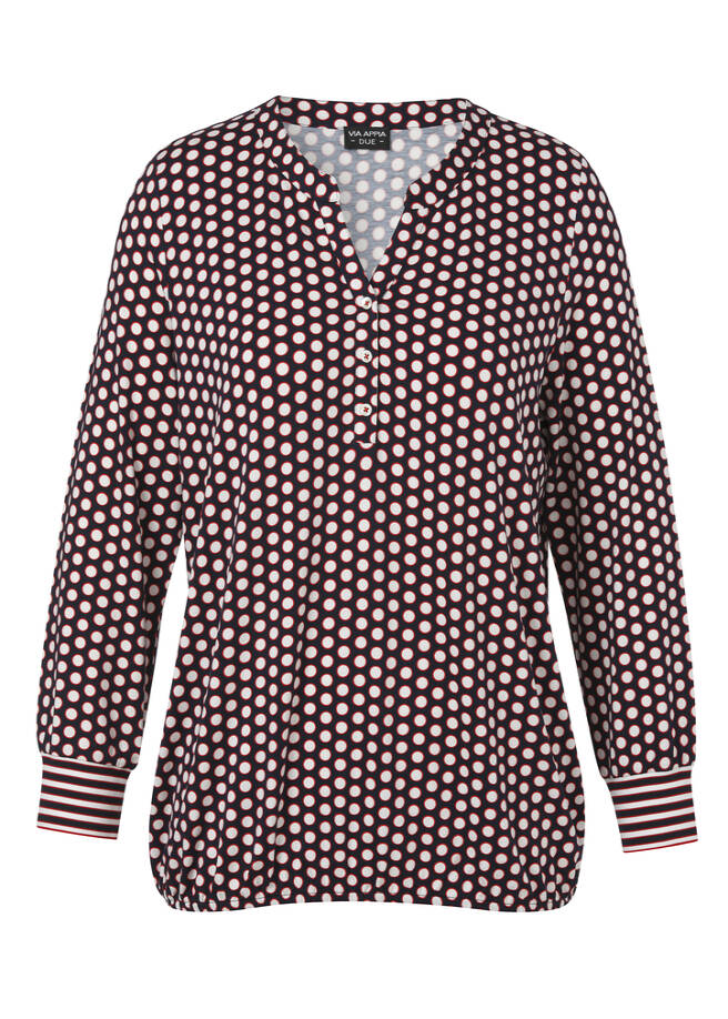 Langarmshirt mit Gummizugsaum marine multicolor Frontansicht