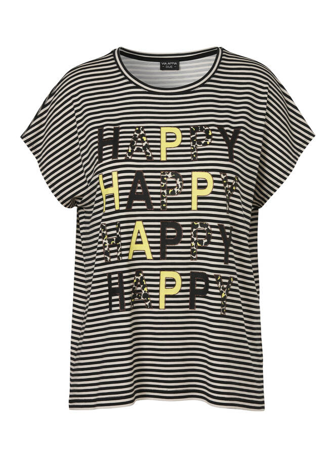 Ringel-Shirt mit überschnittenen Schultern schwarz multicolor Frontansicht