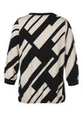 3/4-Arm Print Shirt mit Gummizug-Saum / 