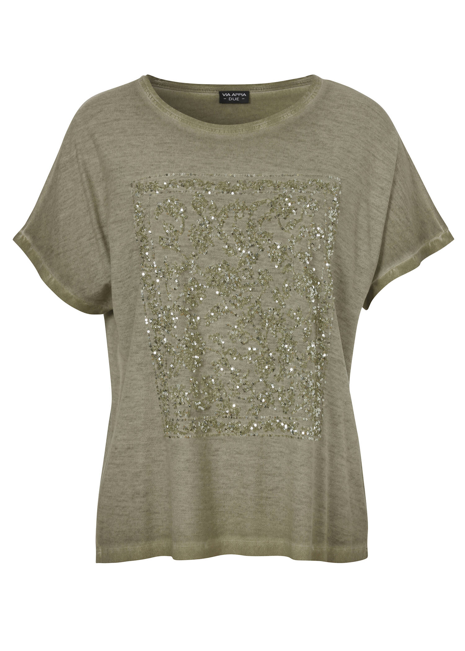 Stückgefärbtes Shirt mit Pailletten-Muster / 