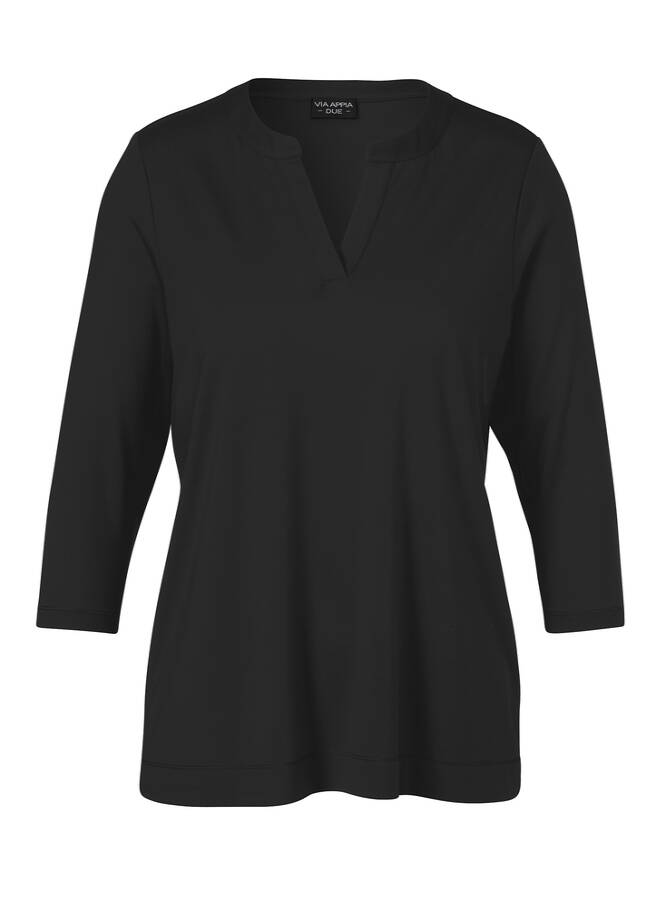 3/4-Arm Jersey Shirt schwarz Frontansicht