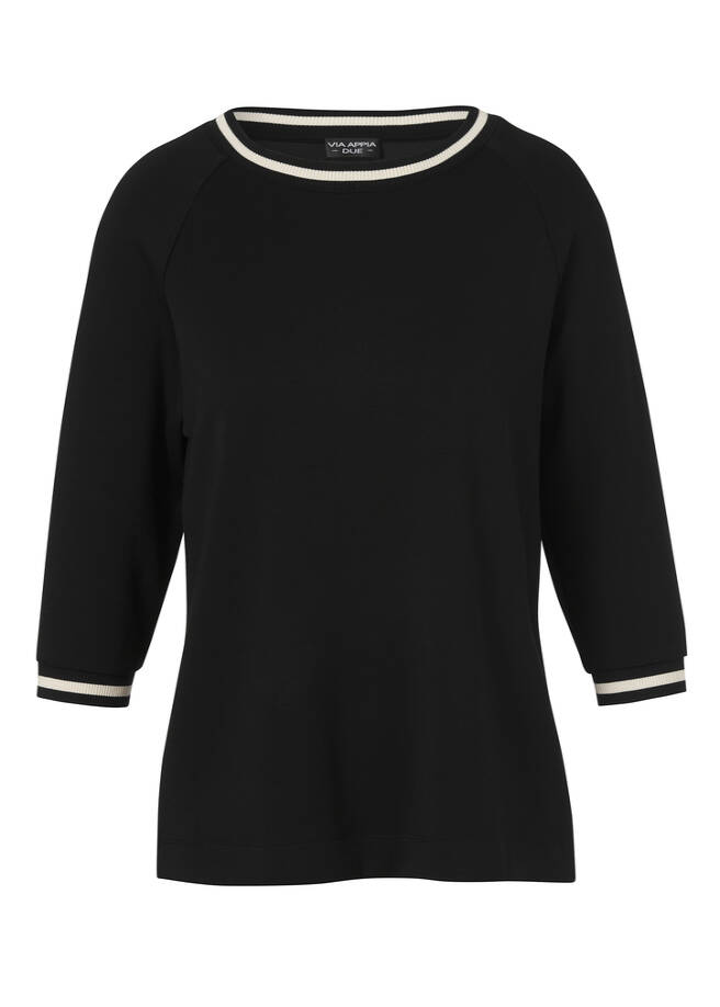 Kombistarkes 3/4 Arm Sweatshirt schwarz / vanille Frontansicht
