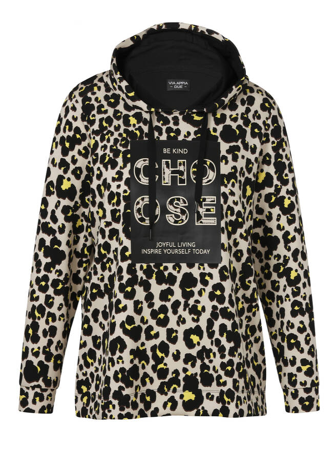 Modern Leo Sweatshirt mit Front-Motiv schwarz multicolor Frontansicht