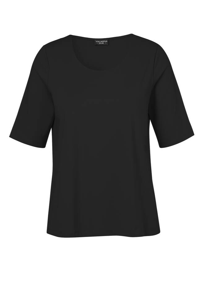 Edles Kombi-Halbarm-Shirt schwarz Frontansicht