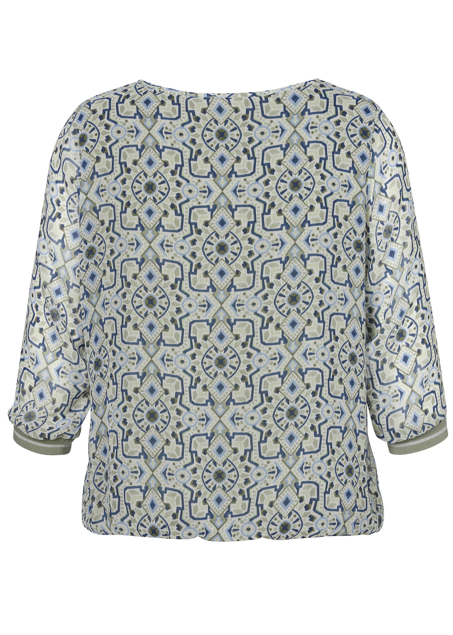 Feminine 3/4-Arm Print Bluse mit Gummizugbund / 