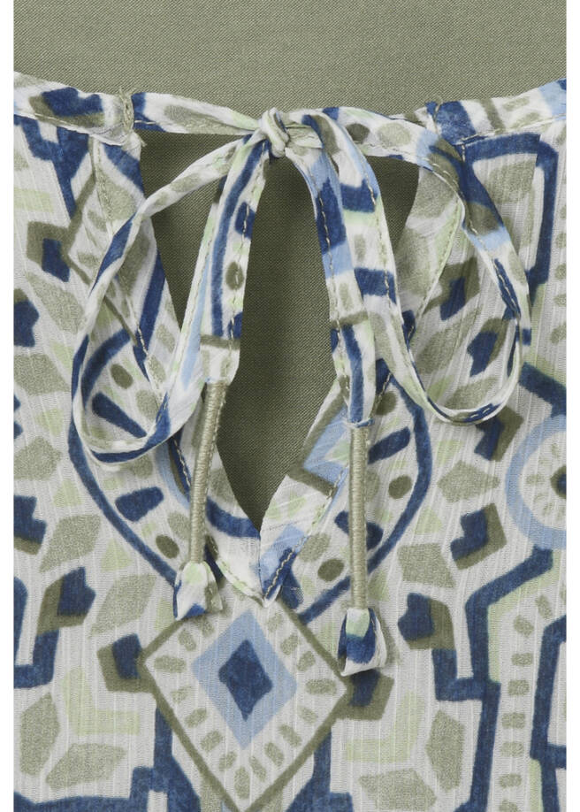 Feminine 3/4-Arm Print Bluse mit Gummizugbund / 