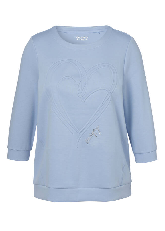 3/4-Arm Sweatshirt Be Happy hellblau Frontansicht