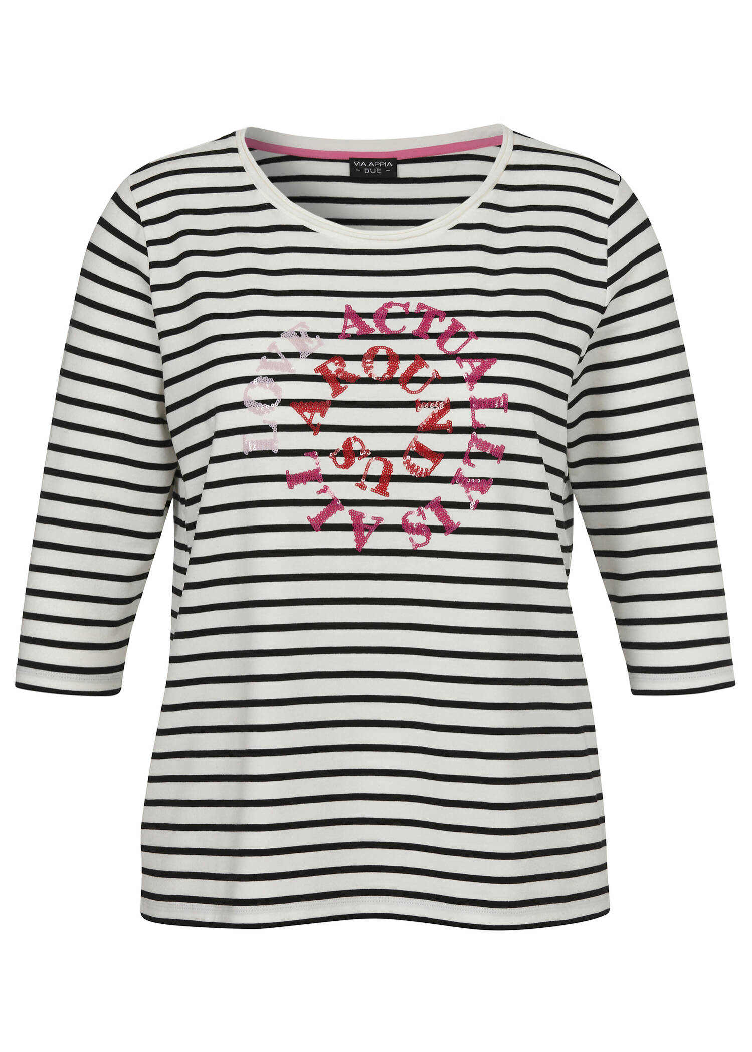 Softes 3/4-Arm Ringelshirt mit Front-Motiv /