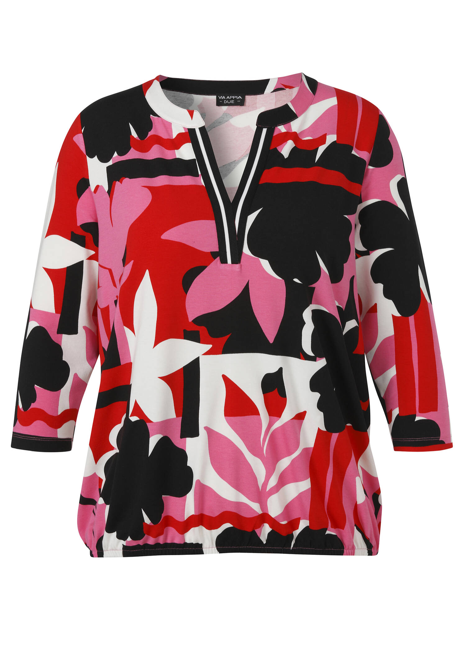 3/4-Arm Print-Shirt mit Gummizug-Saum / 