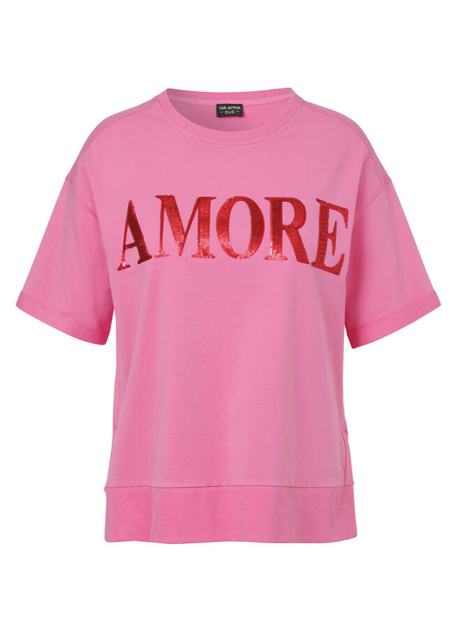 Halbarm-Sweatshirt Amore pink / rot Frontansicht