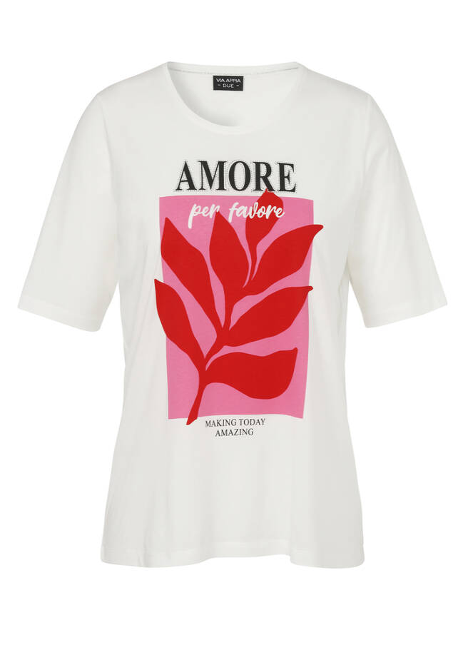 Softes Halbarm-Shirt mit Front-Motiv ecru multicolor Frontansicht