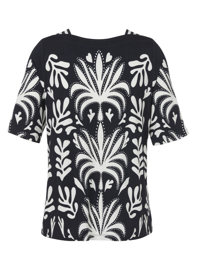Edles Print-Shirt in Marine / Ecru / 