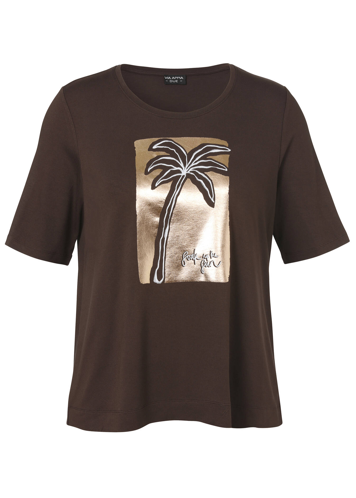 Viskose-Jersey Shirt mit Palmen-Motiv /