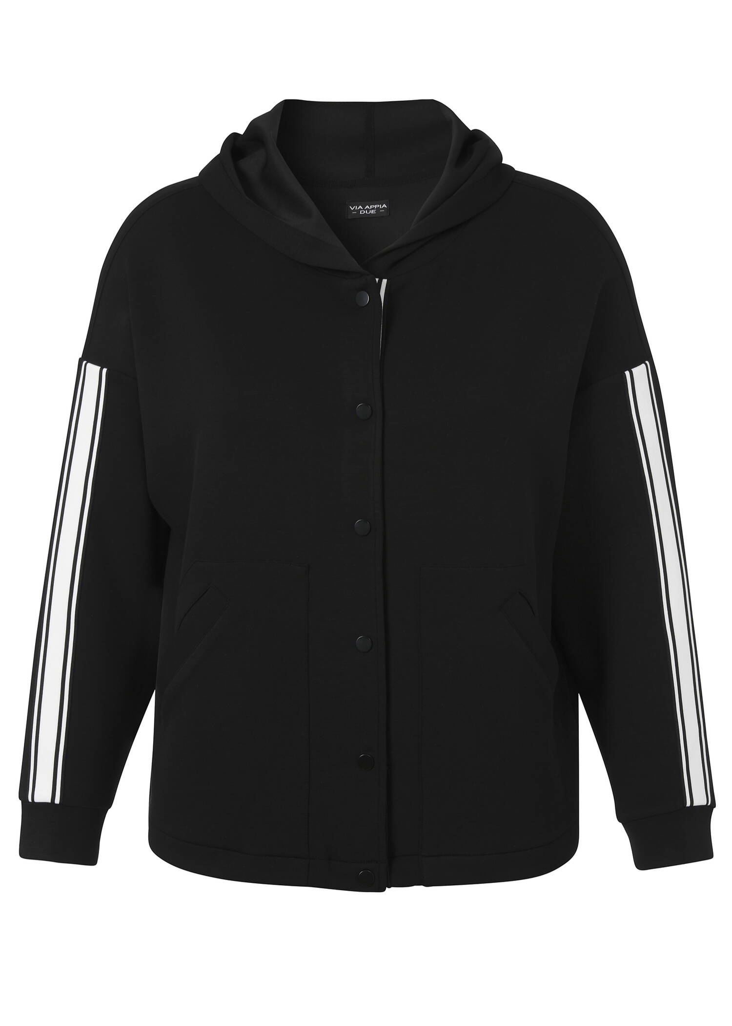 Edle Kapuzen-Sweatjacke mit Seitenstreifen am Ärmel / 