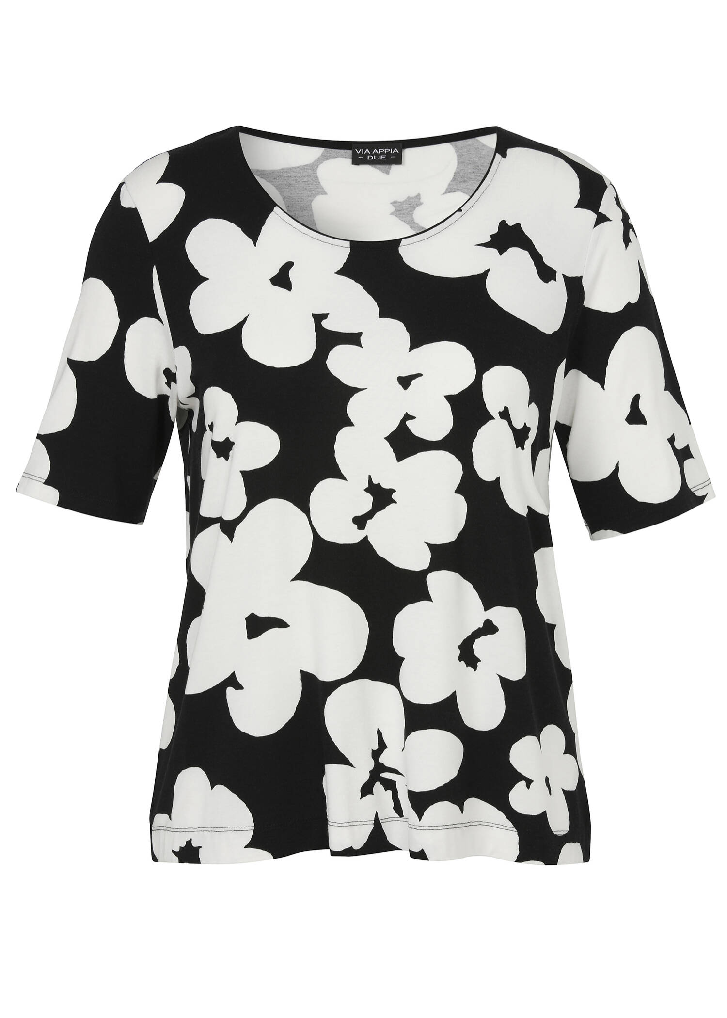 Viskose-Jersey Shirt mit Blumenmuster / 