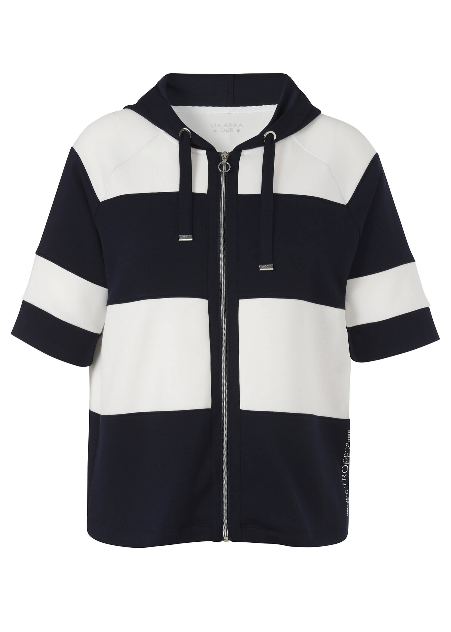 Scuba-Halbarm-Sweatjacke mit Kapuze Marine / Ecru / 