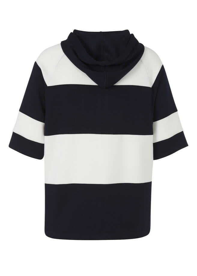 Scuba-Halbarm-Sweatjacke mit Kapuze Marine / Ecru / 