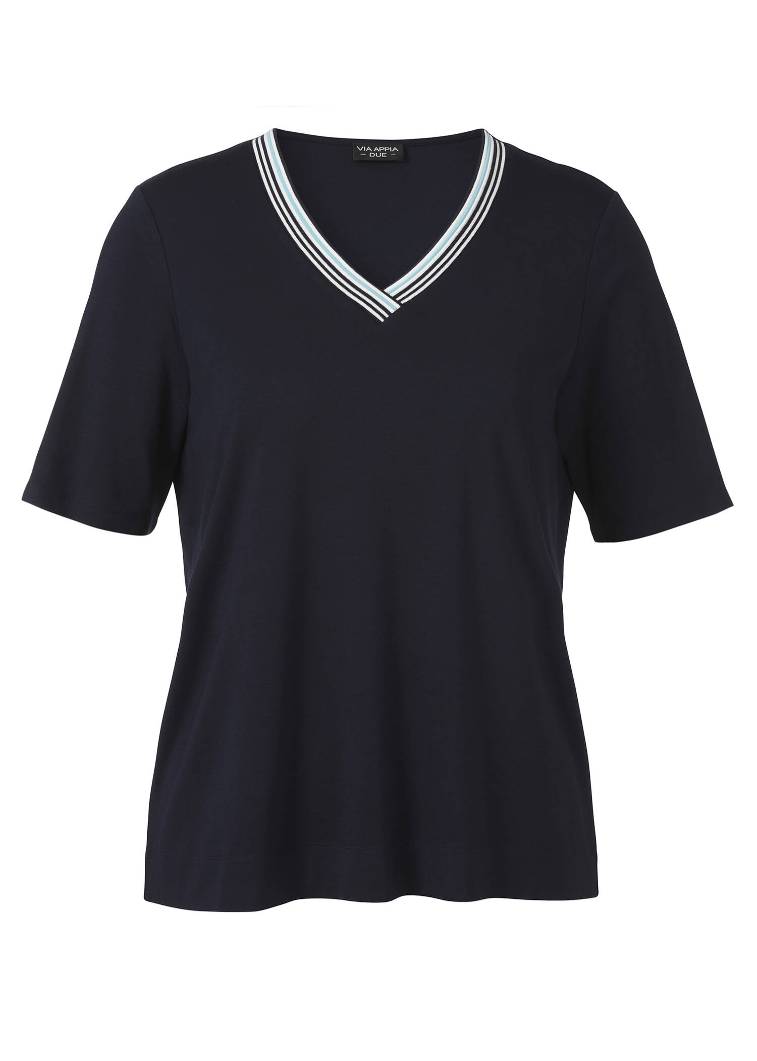 V-Shirt Halbarm in Marineblau / 