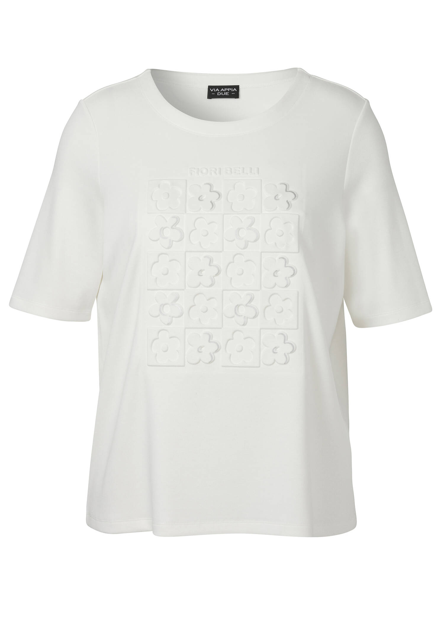 T-Shirt Uni mit tonigem Front-Motiv / 