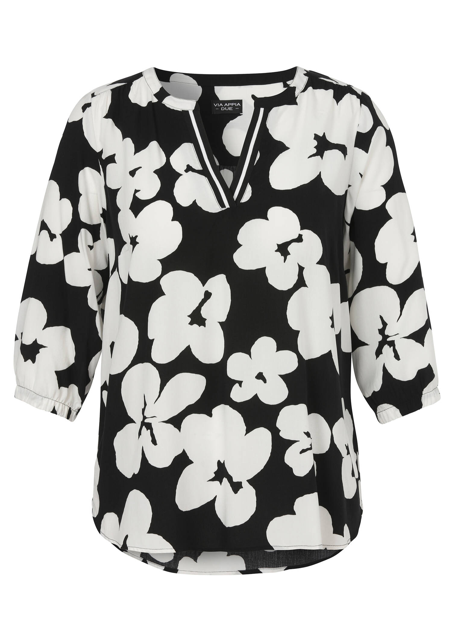 3/4-Arm Viskose-Tunika mit Blumenmuster / 