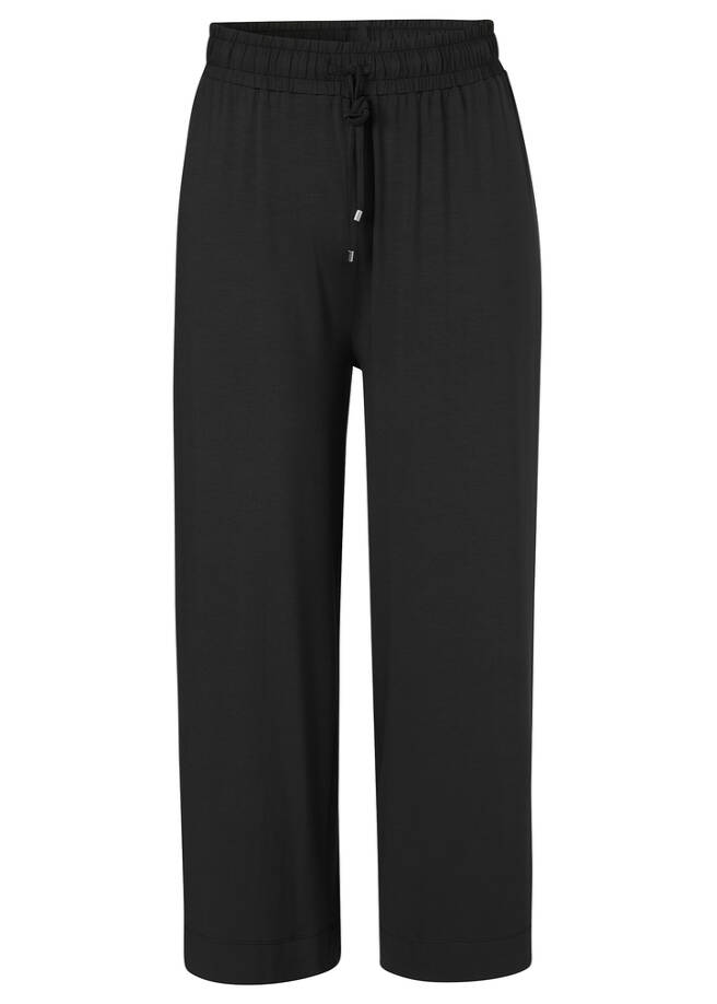 Leichte 7/8-Sommer-Hose Schwarz, weites Bein schwarz Frontansicht