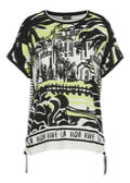 Print Blusenshirt mit schwarzem Rückteil /
