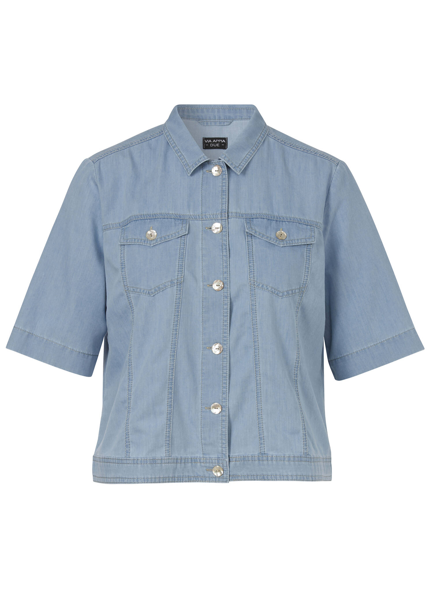 Sommerliche Halbarmjacke im Jeans-Style Himmelblau / 