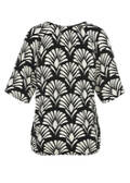Chices Bicolor Print-T-Shirt mit Gummizugsaum /