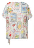 Allover-Print-Bluse mit überschnittenen Schultern / 